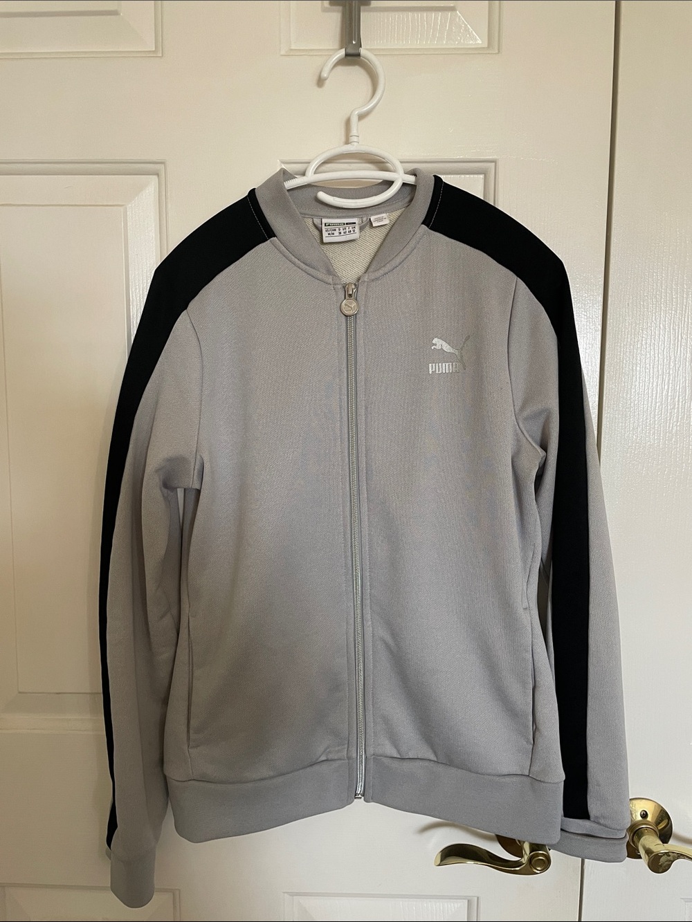 Puma Light Gray and Black Full-Zip Track Jacket